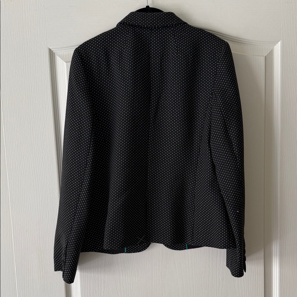 Talbots Women's Black Blazer with White Dots - Picture 2 of 3